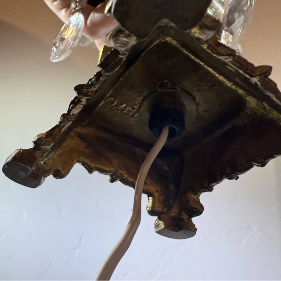 VINTAGE BOHEMIA GLASS CRYSTALS, BRASS/MARBLE BOUDOIR LAMP ~12”H USA MADE - Picture 12 of 16